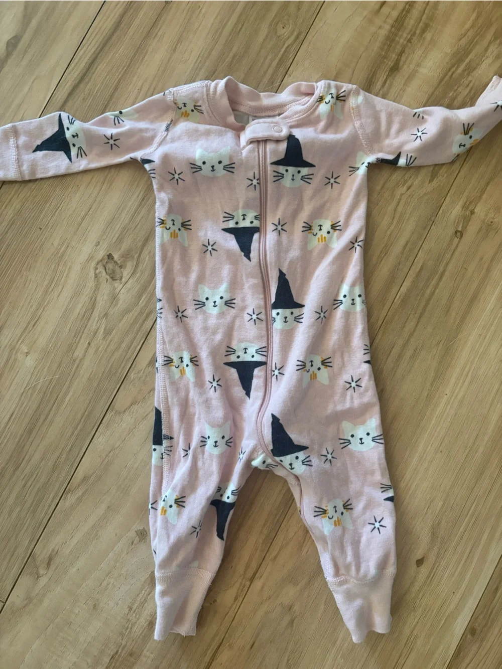 Hanna Andersson Pink Cat Witch Hat Zip One-Piece